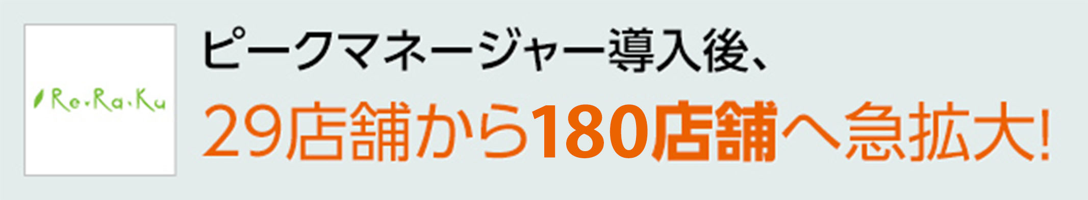 ピークマネージャー導入後29店舗から180店舗へ急拡大