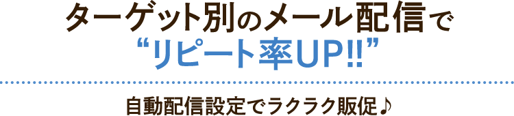 ターゲット別のメール配信で“リピート率UP!!”