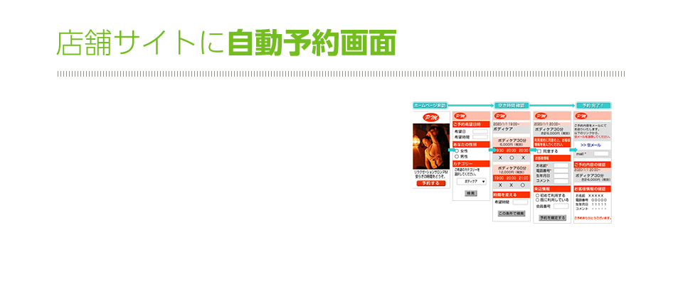 店舗サイトに自動予約画面